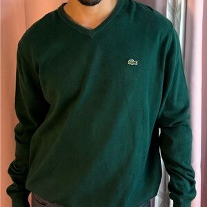 Lacoste Men's Dark Green V-Neck Sweater